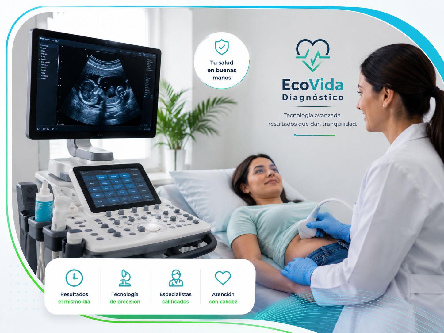 Sala de ecografía moderna de EcoVida Diagnóstico